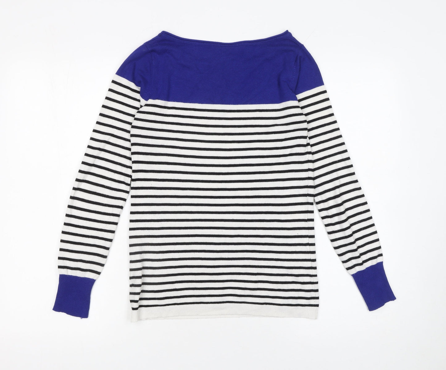 Nicole for F·R Women Blue & White Striped Boat Neck Jumper Size M