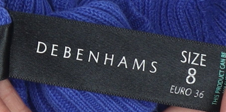 Debenhams Women Blue Roll Neck Long Sleeve Cotton Jumper Size 8