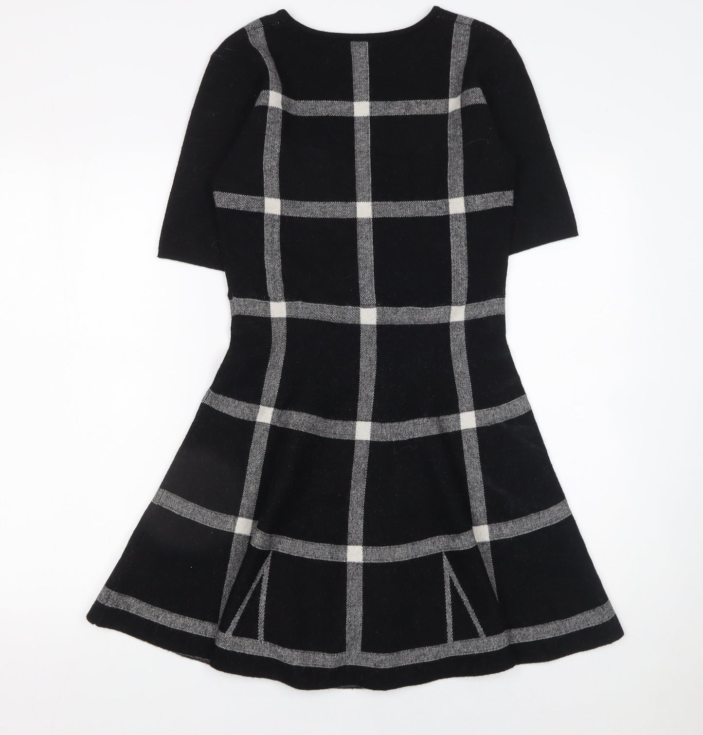 Apricot Women’s Black Check Fit & Flare Knit Dress Size 10