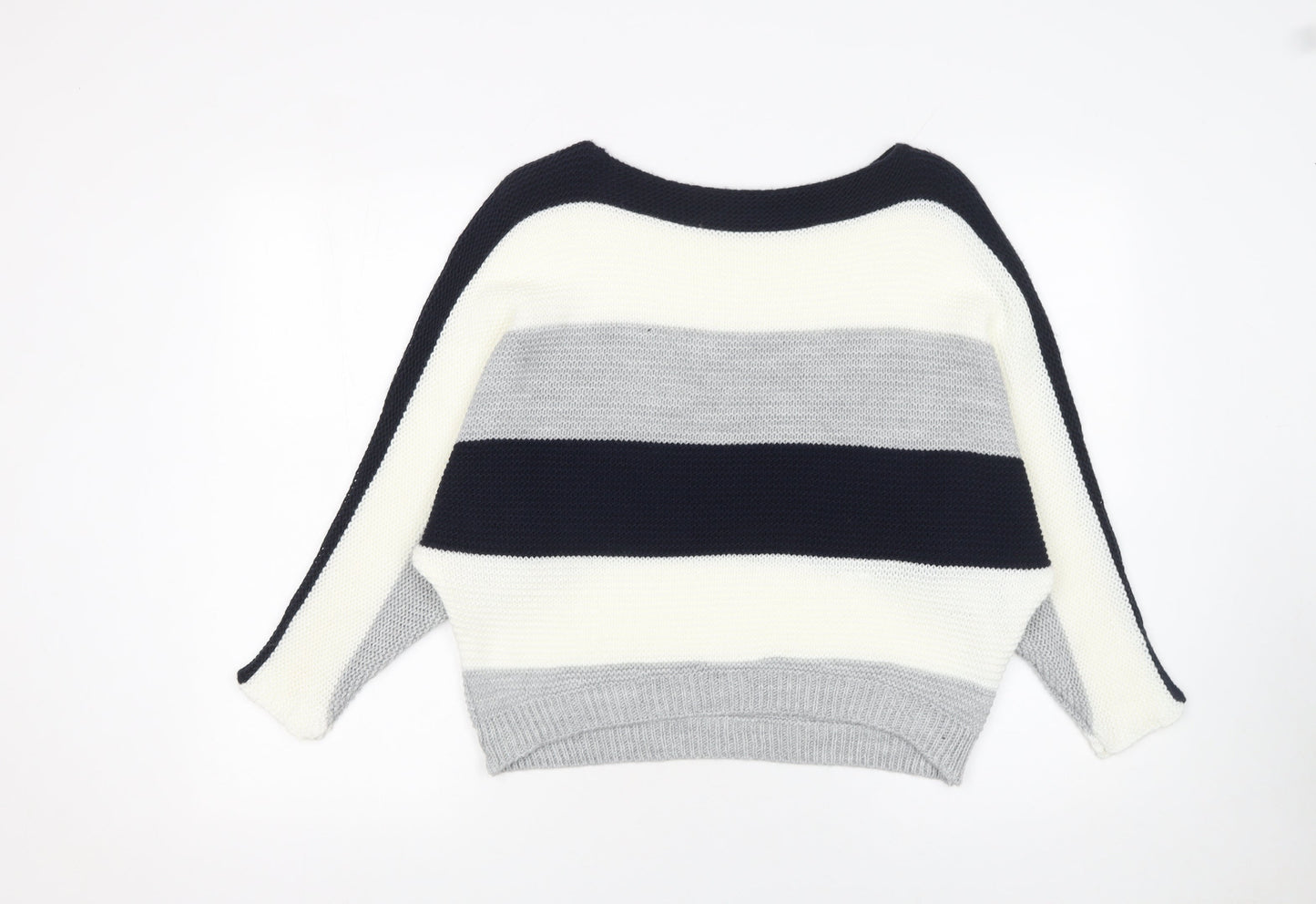Quiz Women’s Multicoloured Striped Chunky Knit Boat Neck Jumper Size S