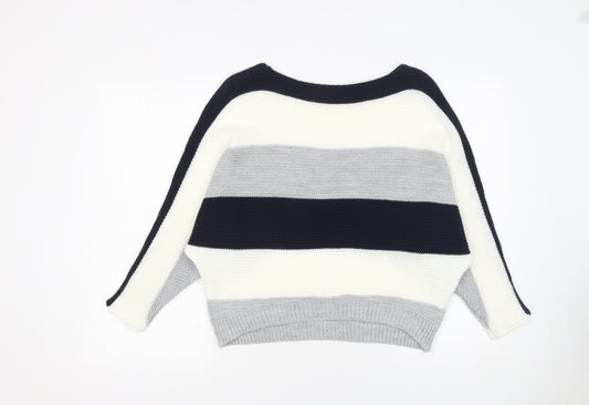 Quiz Women’s Multicoloured Striped Chunky Knit Boat Neck Jumper Size S