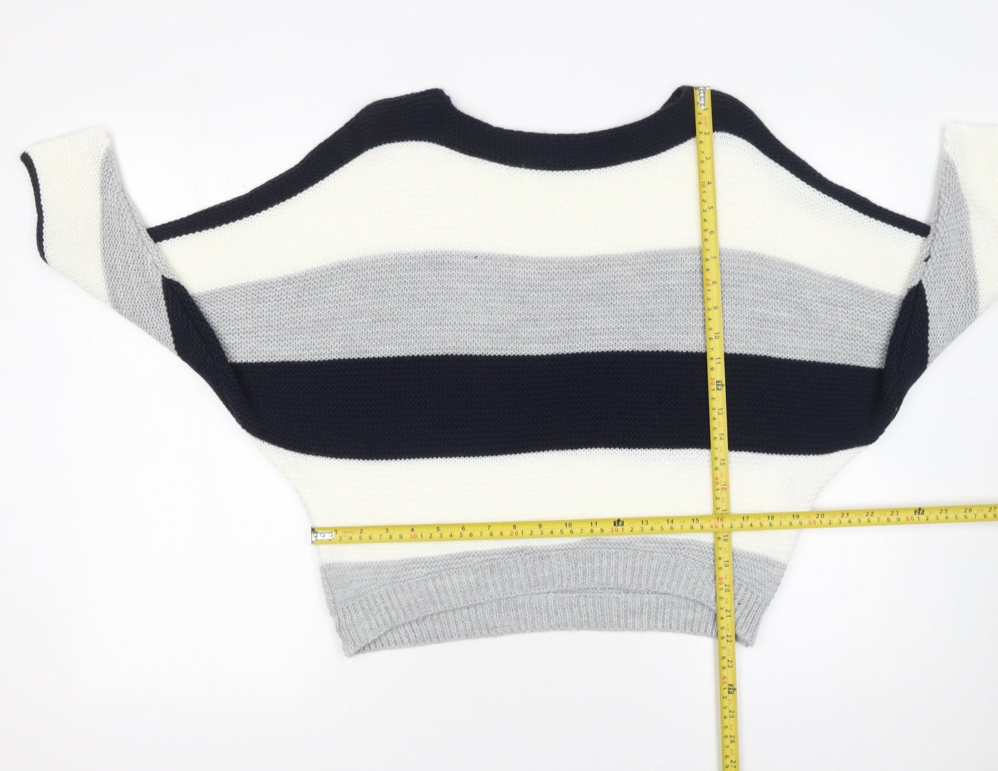 Quiz Women’s Multicoloured Striped Chunky Knit Boat Neck Jumper Size S