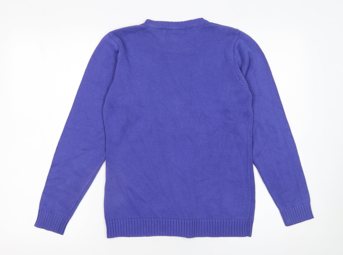 EWM Women’s Purple Cotton Crew Neck Jumper Size S 10-12