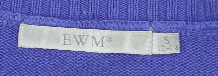 EWM Women’s Purple Cotton Crew Neck Jumper Size S 10-12