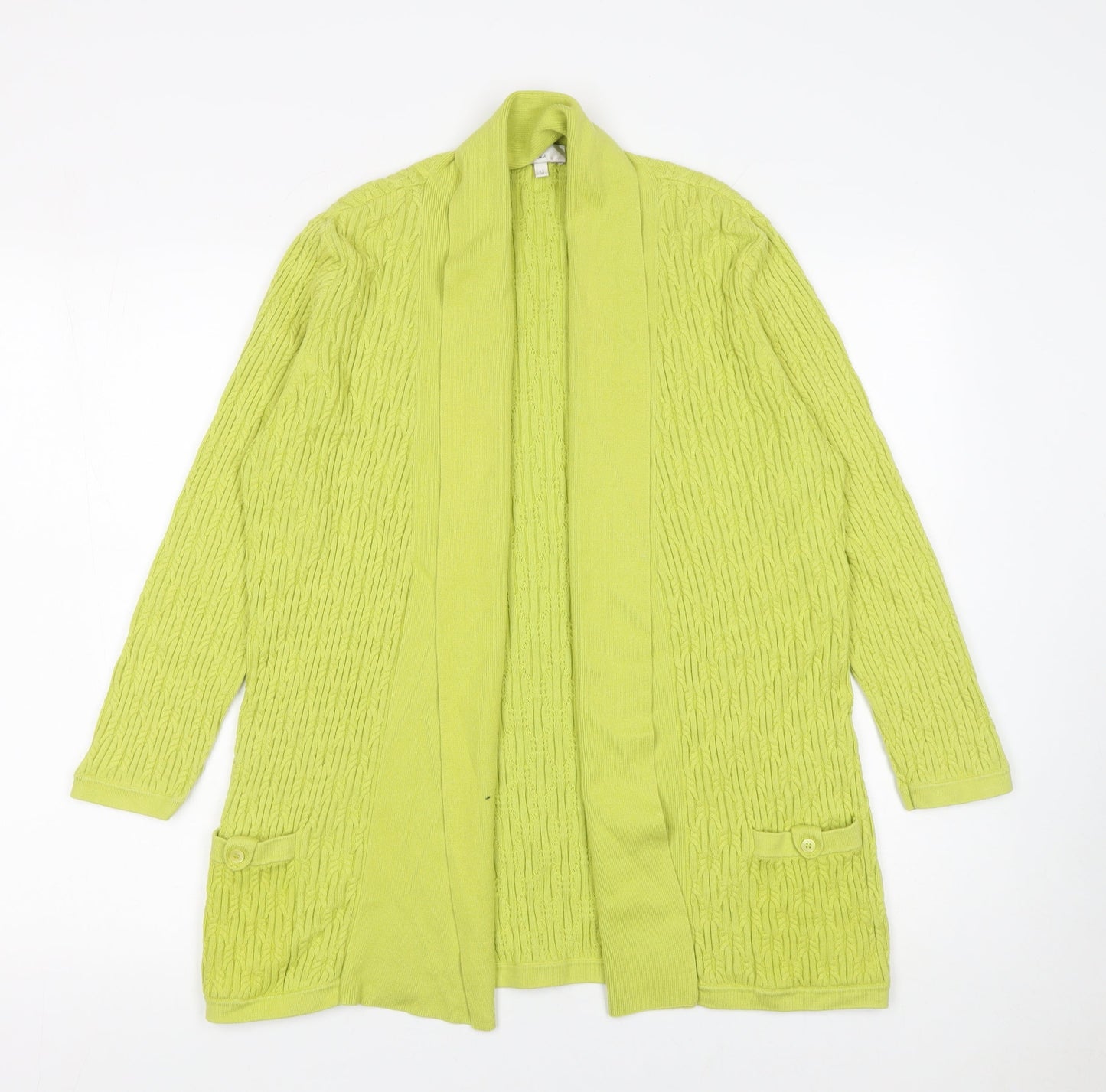 CC Womens Green Cotton Knit Long Sleeve Open Cardigan Size M