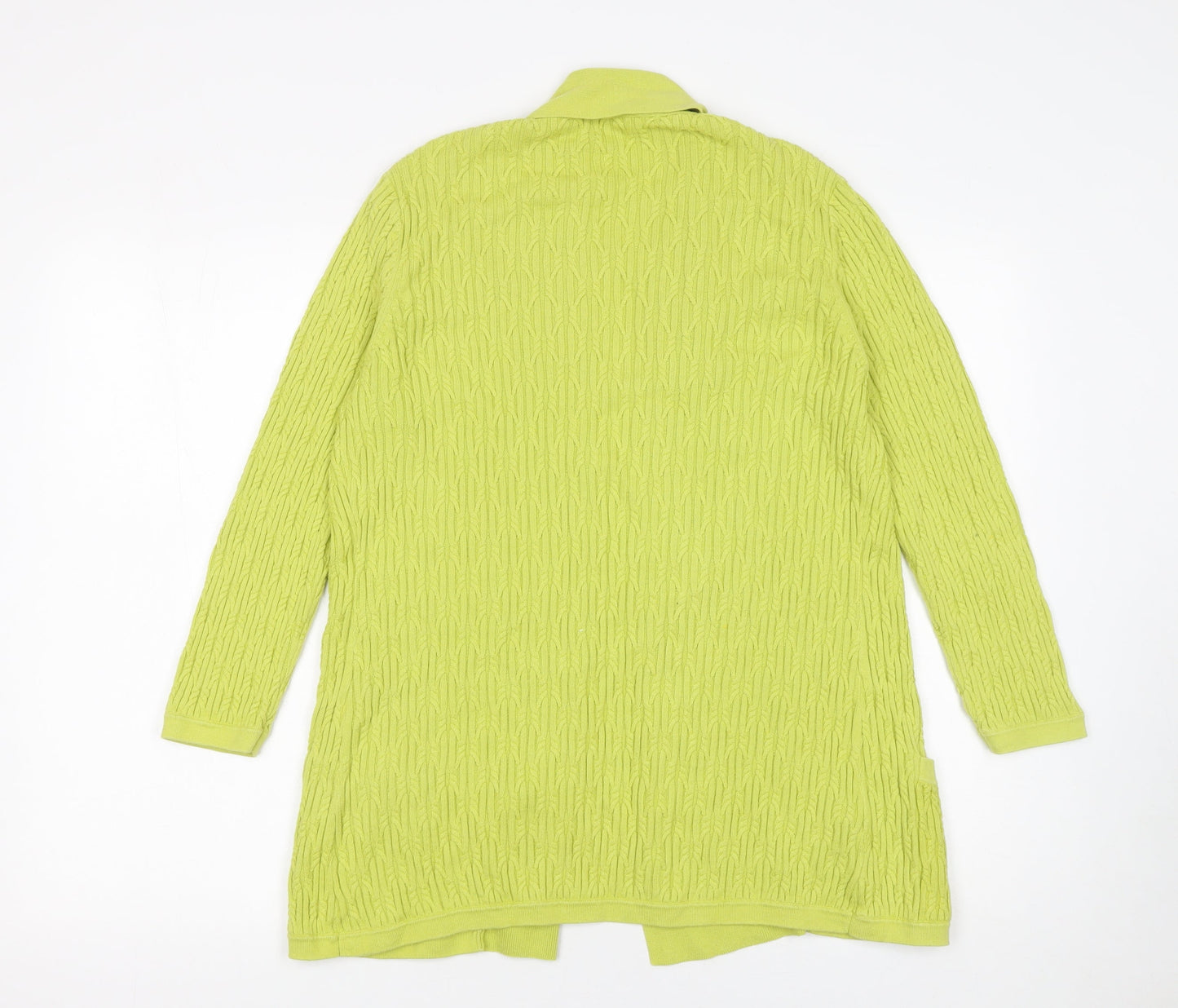 CC Womens Green Cotton Knit Long Sleeve Open Cardigan Size M