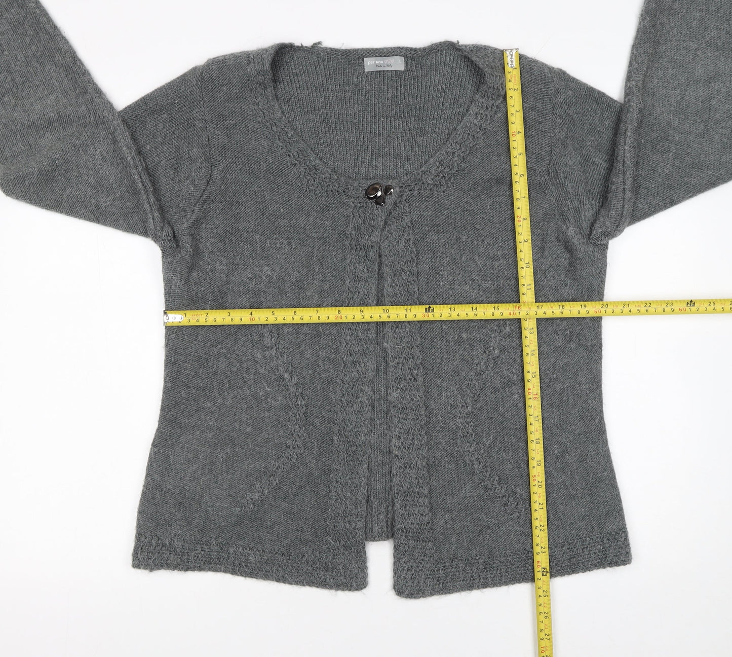Marks and Spencer Women Grey L Knit Scoop Neck Long Sleeve Cardigan