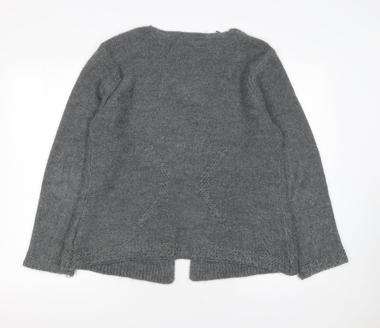 Marks and Spencer Women Grey L Knit Scoop Neck Long Sleeve Cardigan