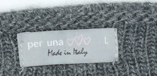 Marks and Spencer Women Grey L Knit Scoop Neck Long Sleeve Cardigan