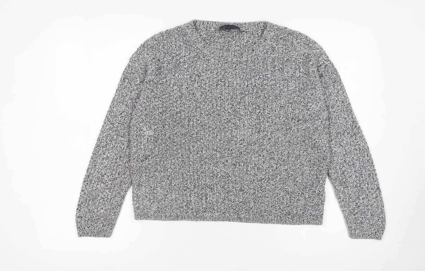 Marks and Spencer Women Grey Chunky-Knit Crew Neck Jumper Size 14