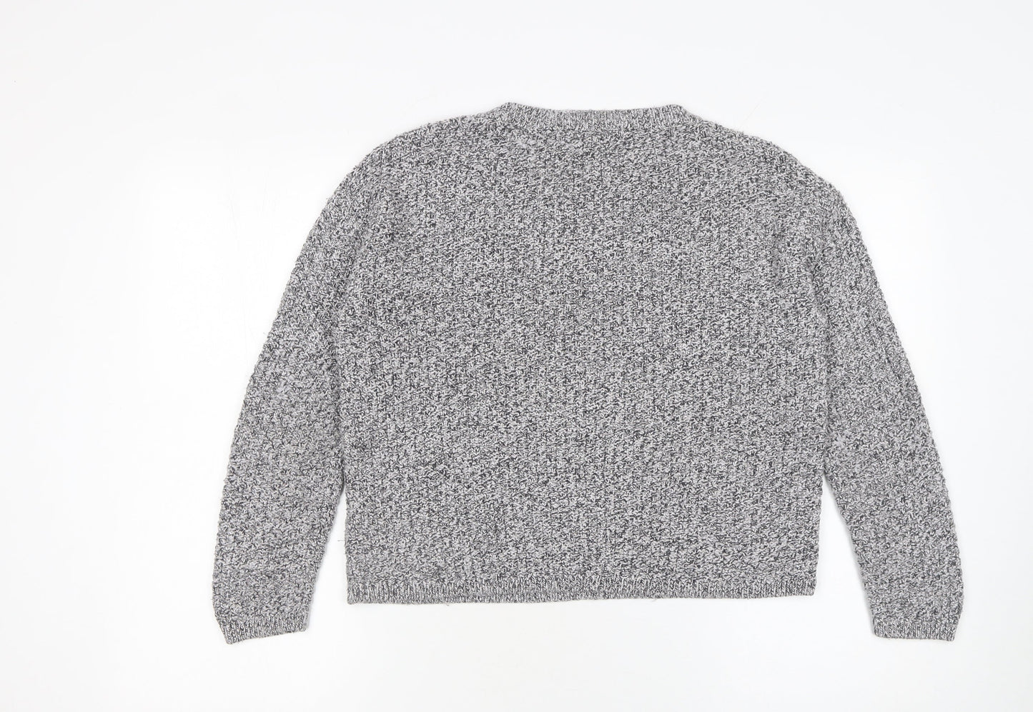 Marks and Spencer Women Grey Chunky-Knit Crew Neck Jumper Size 14