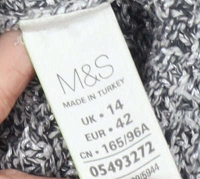 Marks and Spencer Women Grey Chunky-Knit Crew Neck Jumper Size 14