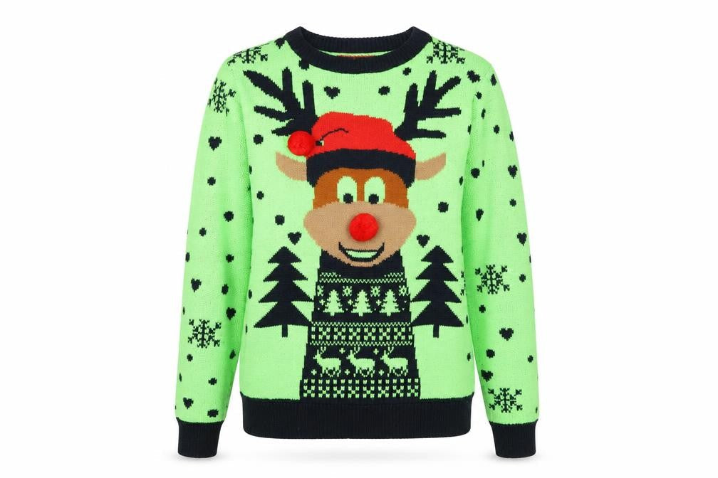 Noroze Women's Green Christmas Reindeer Pullover Jumper Size 10