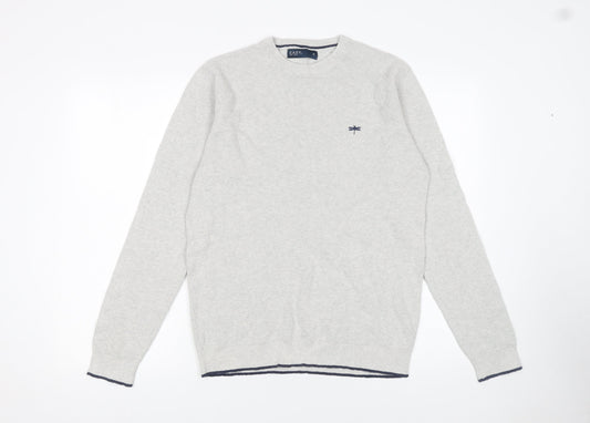 Easy Men’s Grey Waffle-Knit Cotton Pullover Jumper Size M