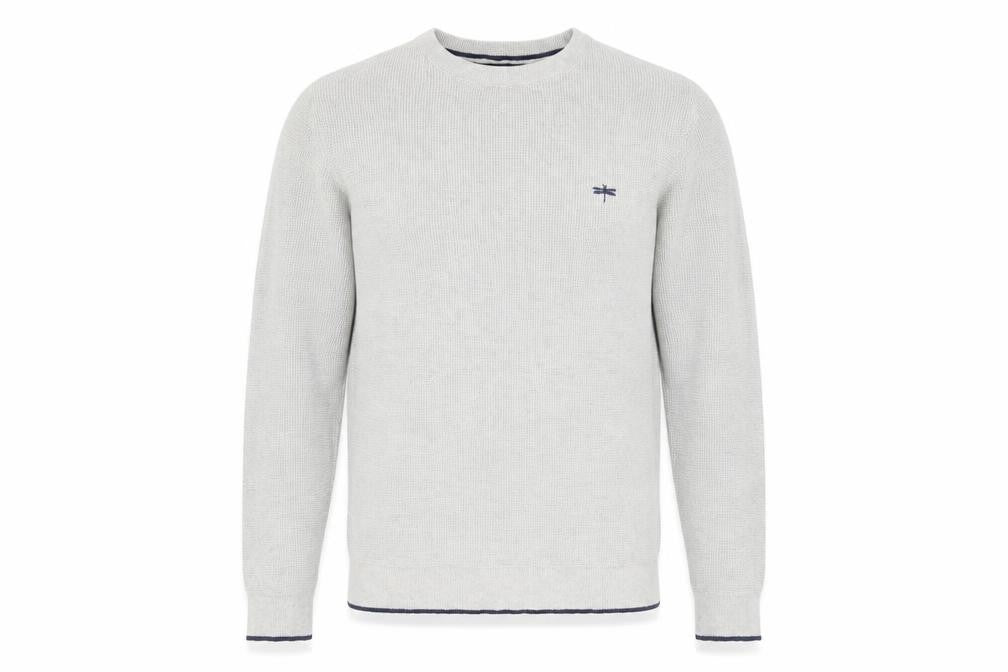 Easy Men’s Grey Waffle-Knit Cotton Pullover Jumper Size M