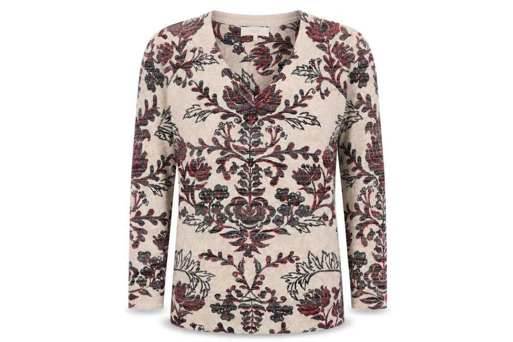 Next Women Beige Floral V-Neck Pullover Jumper Size 10