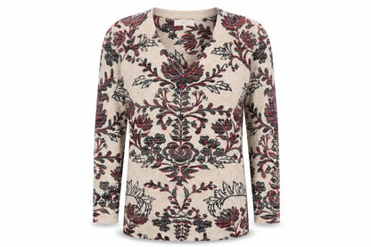 Next Women Beige Floral V-Neck Pullover Jumper Size 10