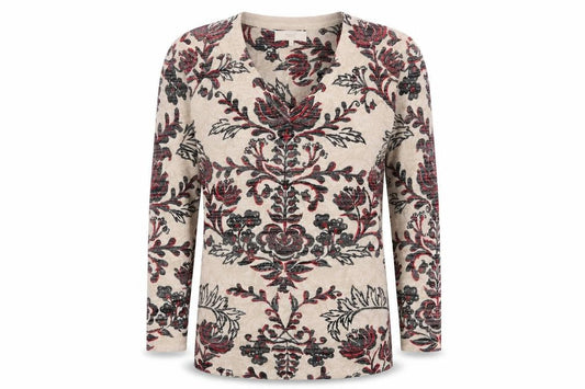 Next Women Beige Floral V-Neck Pullover Jumper Size 10