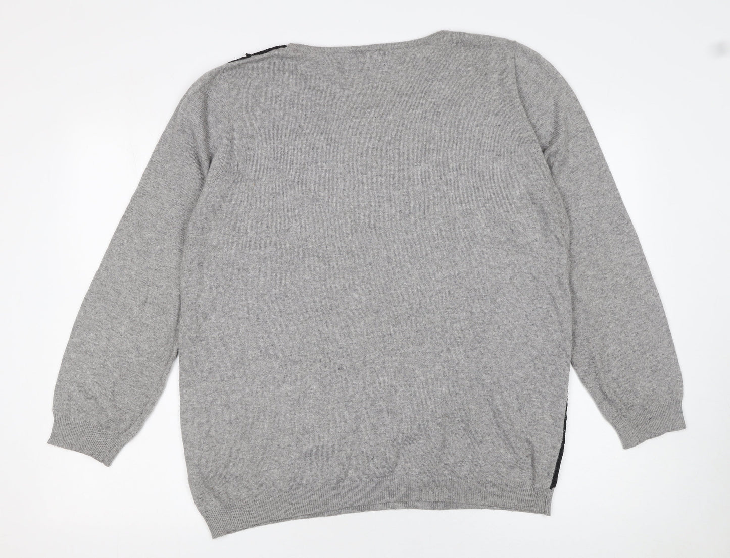 Wallis Women’s Grey Lace Front Long Sleeve Pullover Jumper Size 20
