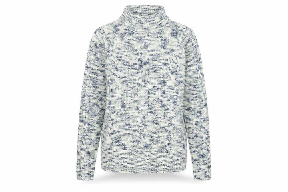 ISLE Women’s Multicoloured Roll Neck Cable-Knit Jumper Size S 10-12