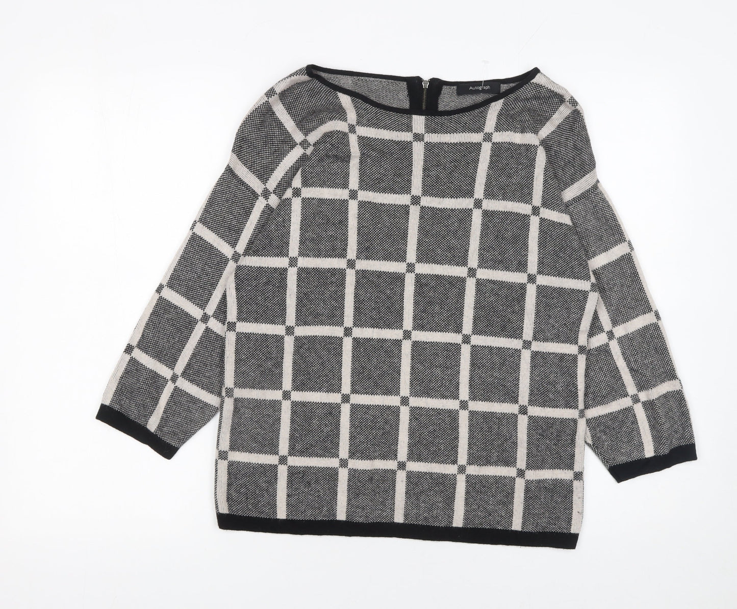 Marks and Spencer Autograph Women’s Grey Check Knit Jumper Size 12