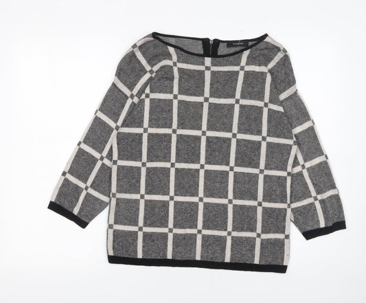 Marks and Spencer Autograph Women’s Grey Check Knit Jumper Size 12
