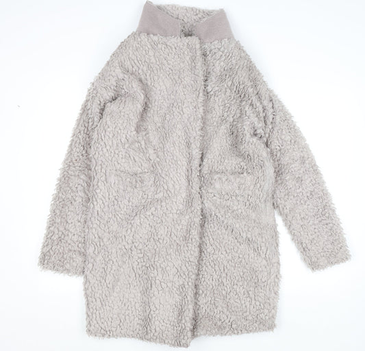 Paisie Womens Beige Mid-Length Fleece Wool Blend Coat Size 8