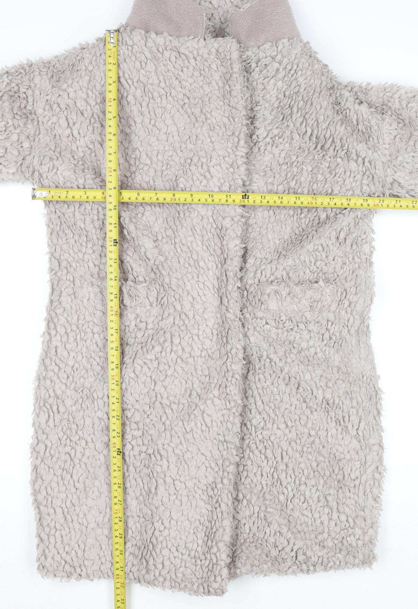 Paisie Womens Beige Mid-Length Fleece Wool Blend Coat Size 8
