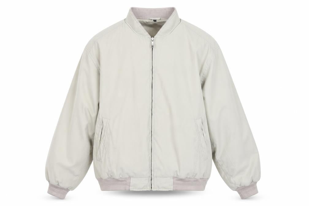 Canson of Denmark Men’s Beige Bomber Jacket Size M Lined Zip-Up