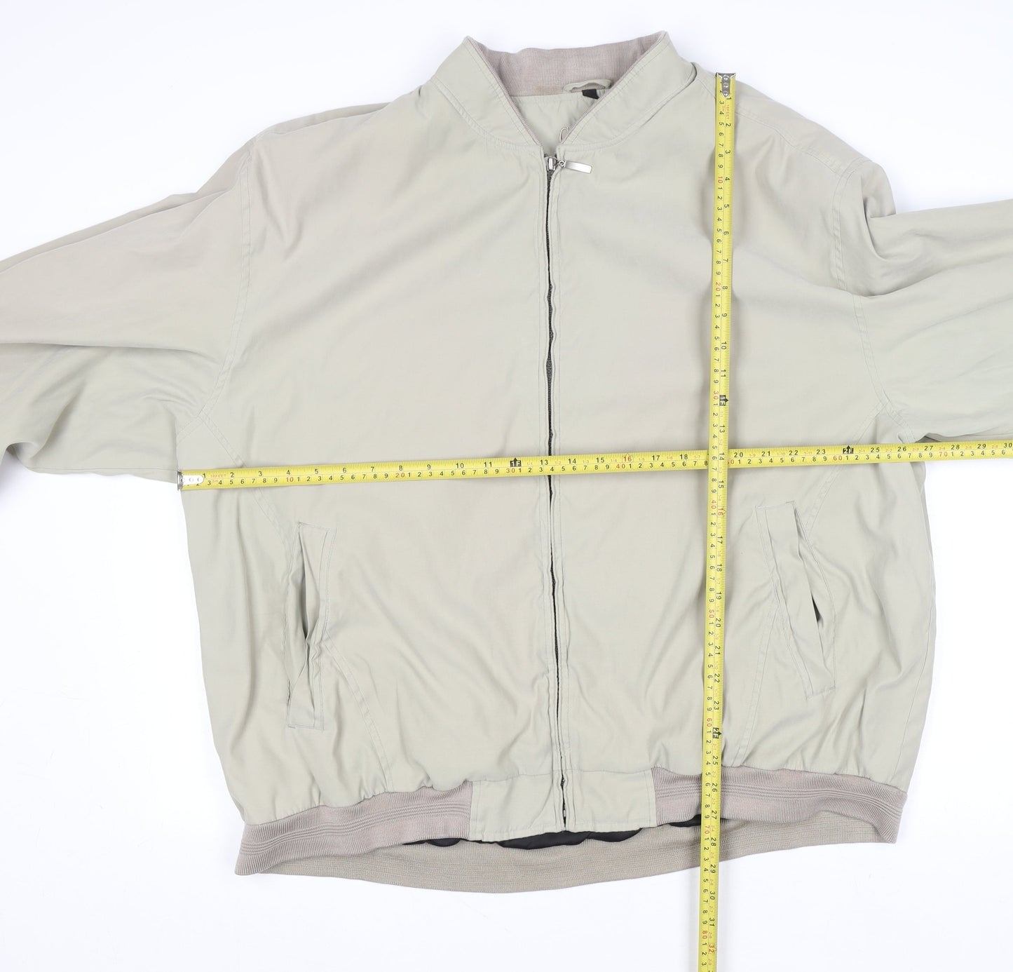 Canson of Denmark Men’s Beige Bomber Jacket Size M Lined Zip-Up