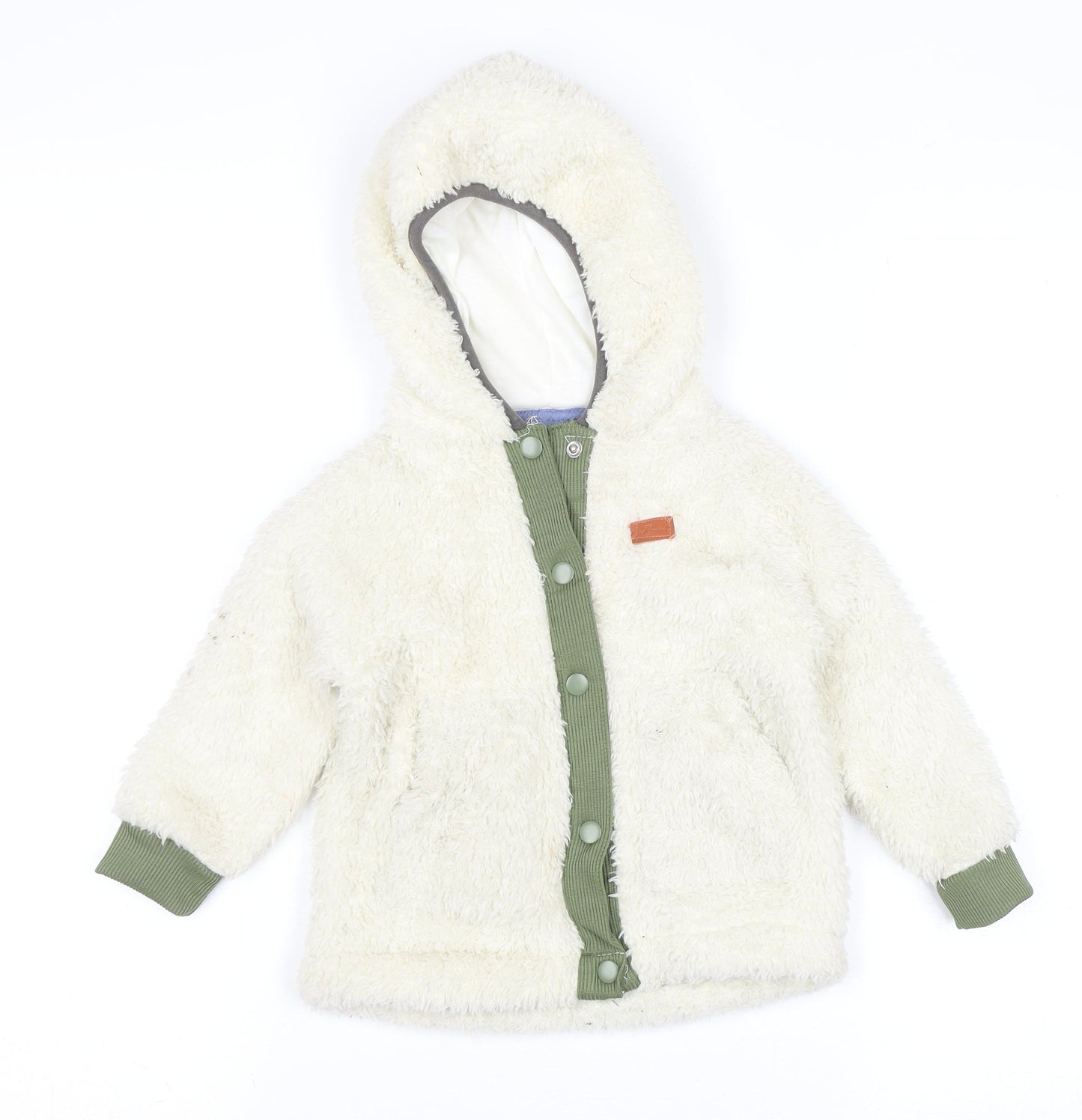 7 For All Mankind Unisex Toddler Ivory Hooded Fleece Jacket 24 Months