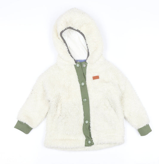 7 For All Mankind Unisex Toddler Ivory Hooded Fleece Jacket 24 Months