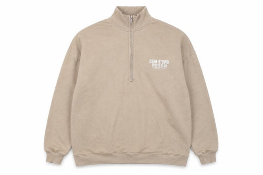 Boohoo Men Beige 1/2 Zip High Neck Sweatshirt Size S Regular Fit
