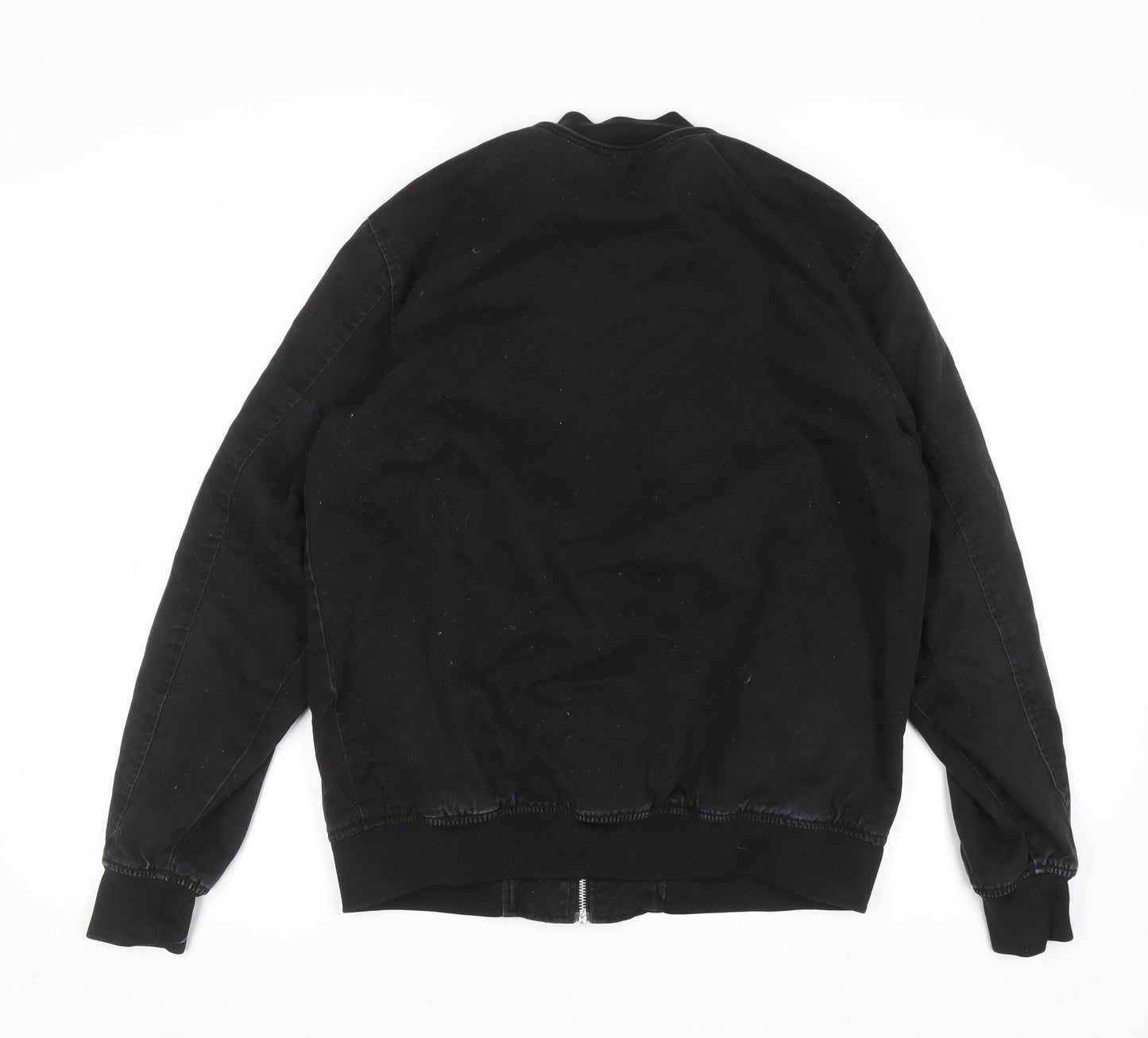 ASOS Men's Black Bomber Jacket L Cotton Zip Casual Outerwear