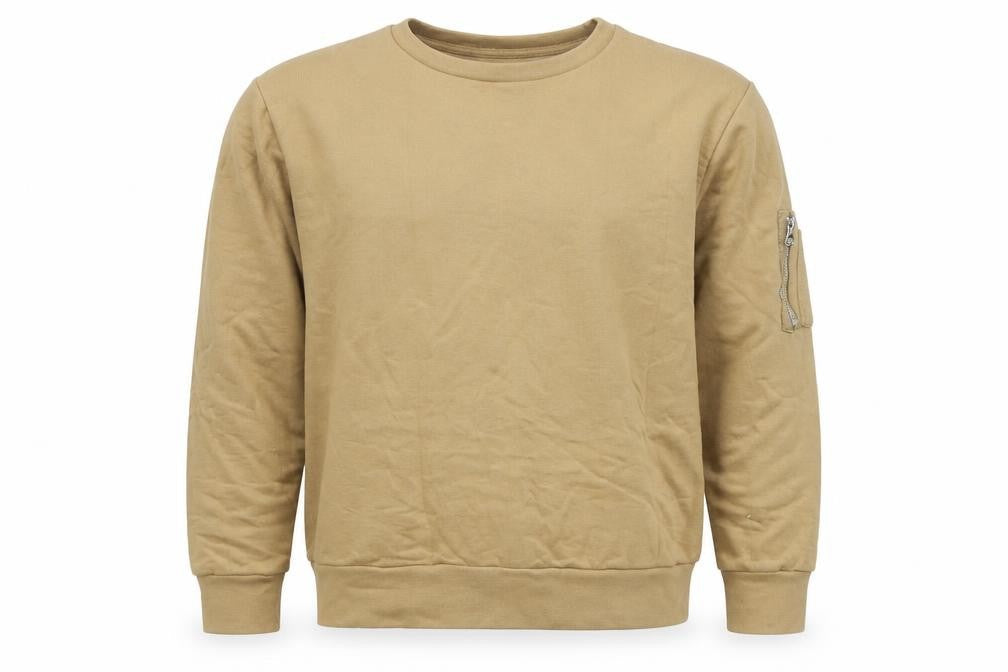 Brave Soul Men’s Beige Crew Neck Pullover Sweatshirt Size L