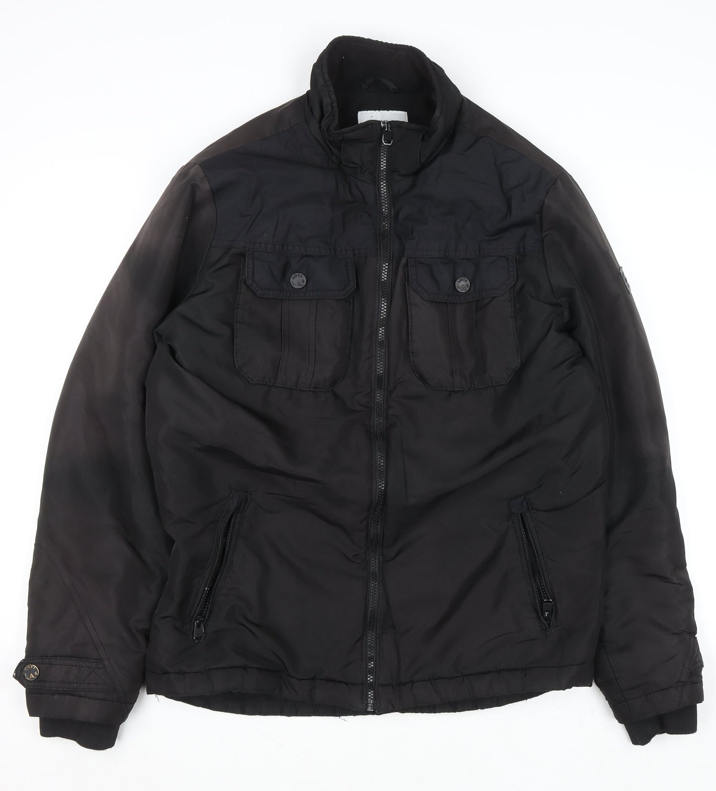 Jack & Jones Core Men's Black L Bomber Jacket Polyester Lined Zip-Up