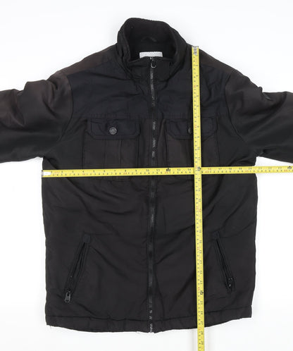 Jack & Jones Core Men's Black L Bomber Jacket Polyester Lined Zip-Up