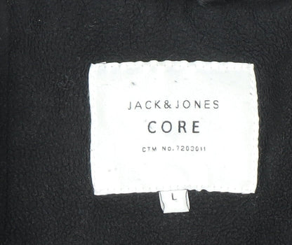 Jack & Jones Core Men's Black L Bomber Jacket Polyester Lined Zip-Up