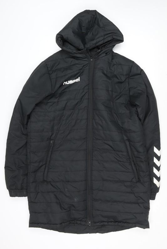 Hummel Men's Black M Puffer Jacket Hooded Water Resistant
