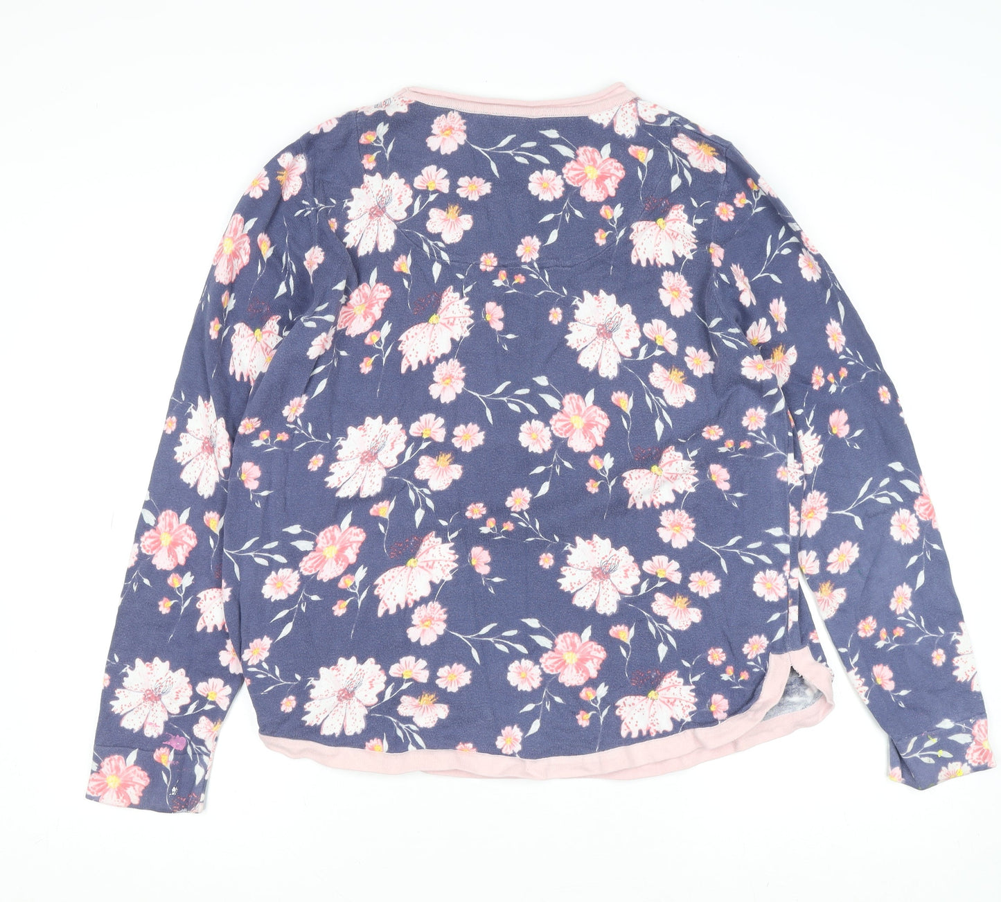 Laura Ashley Women's Blue Floral Cotton Pullover Jumper UK 18