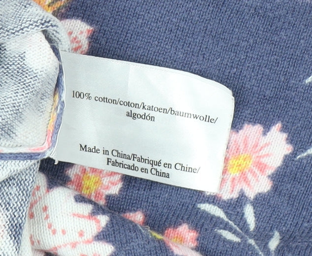 Laura Ashley Women's Blue Floral Cotton Pullover Jumper UK 18