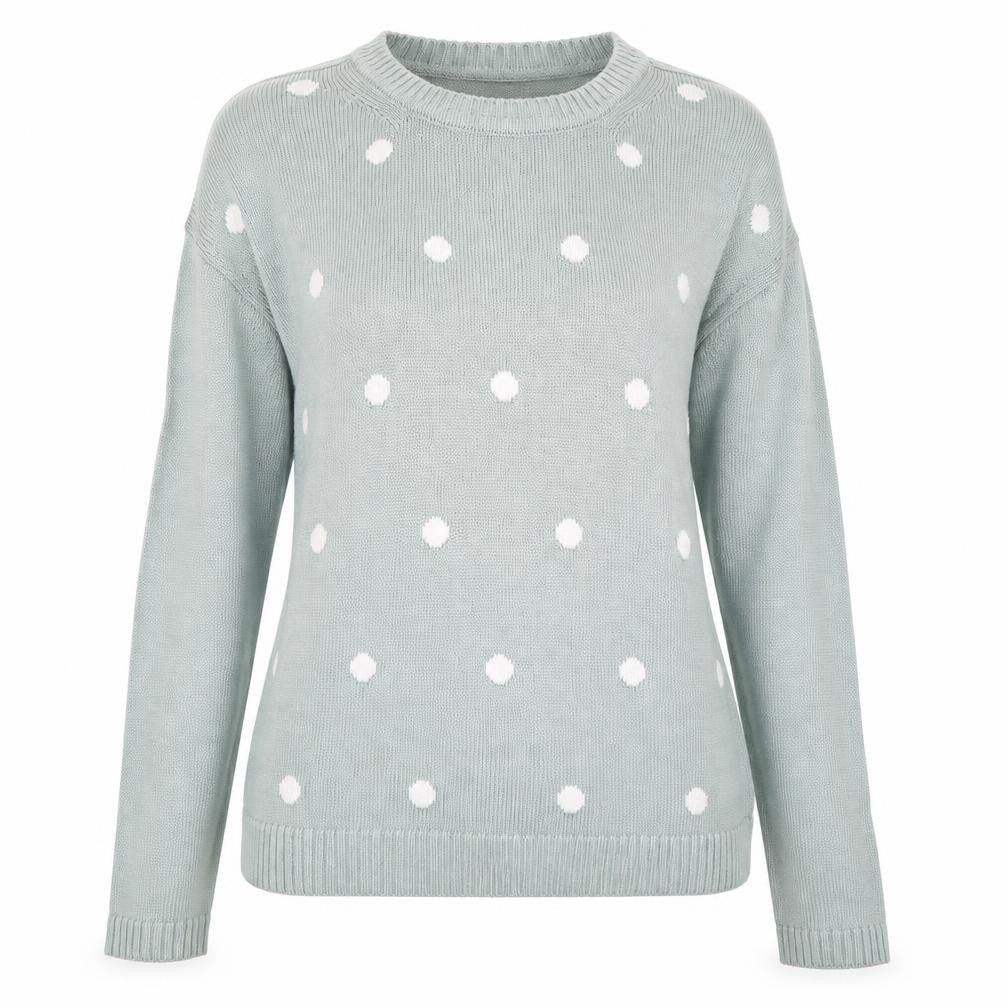 Rare Earth Women Green Polka Dot Cotton Crew Neck Jumper L