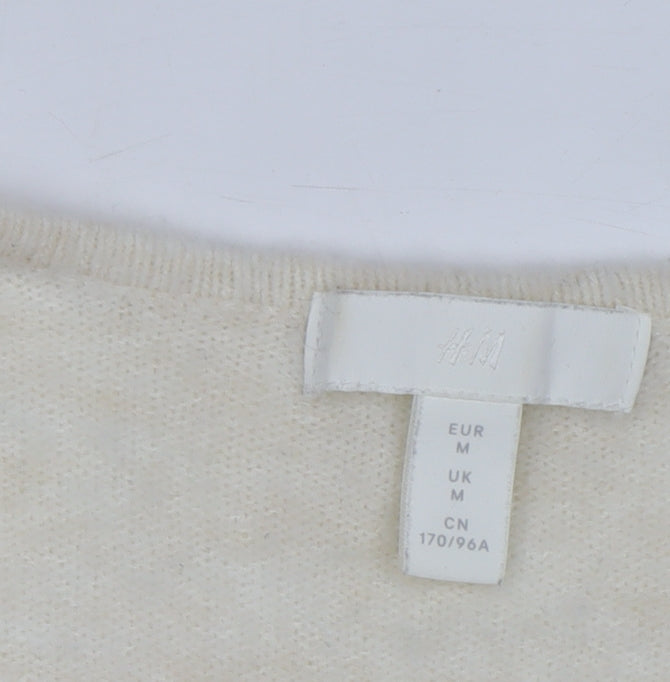 H&M Women’s Beige V-Neck Knit Jumper Size M