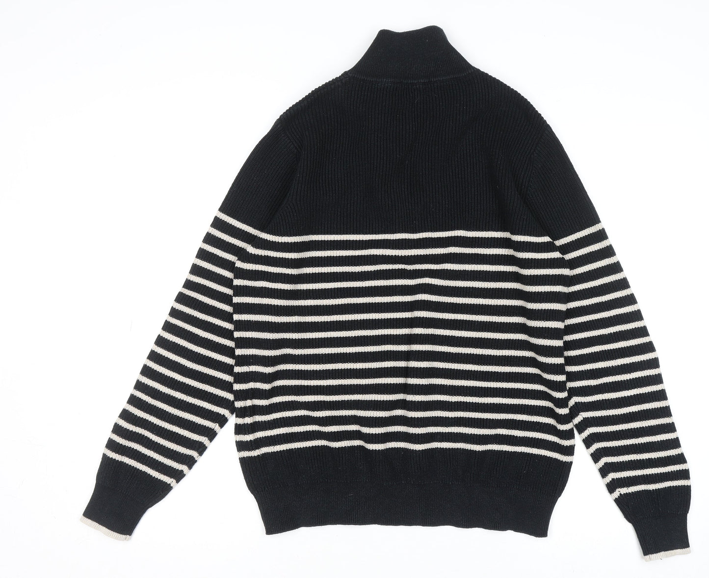 Joules Womens Black Striped Cotton 1/2 Zip Jumper UK 16