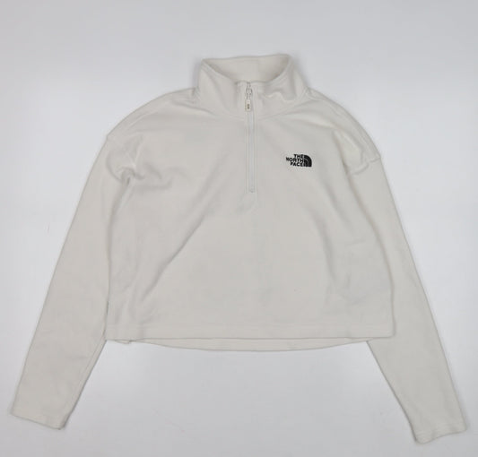 The North Face Womens White Fleece 1/4 Zip Pullover Sweatshirt L