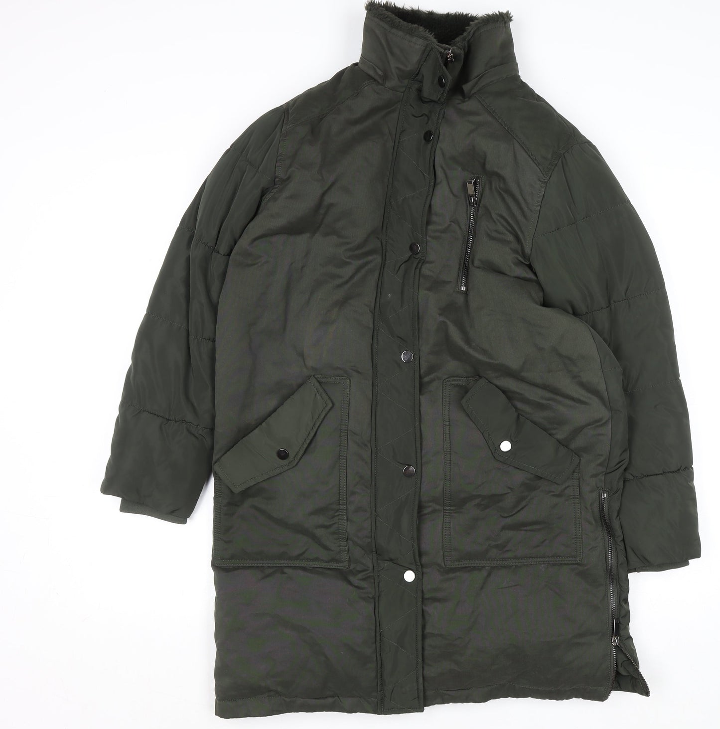 Mint Velvet Women's Green Size 8 Long Puffer Coat
