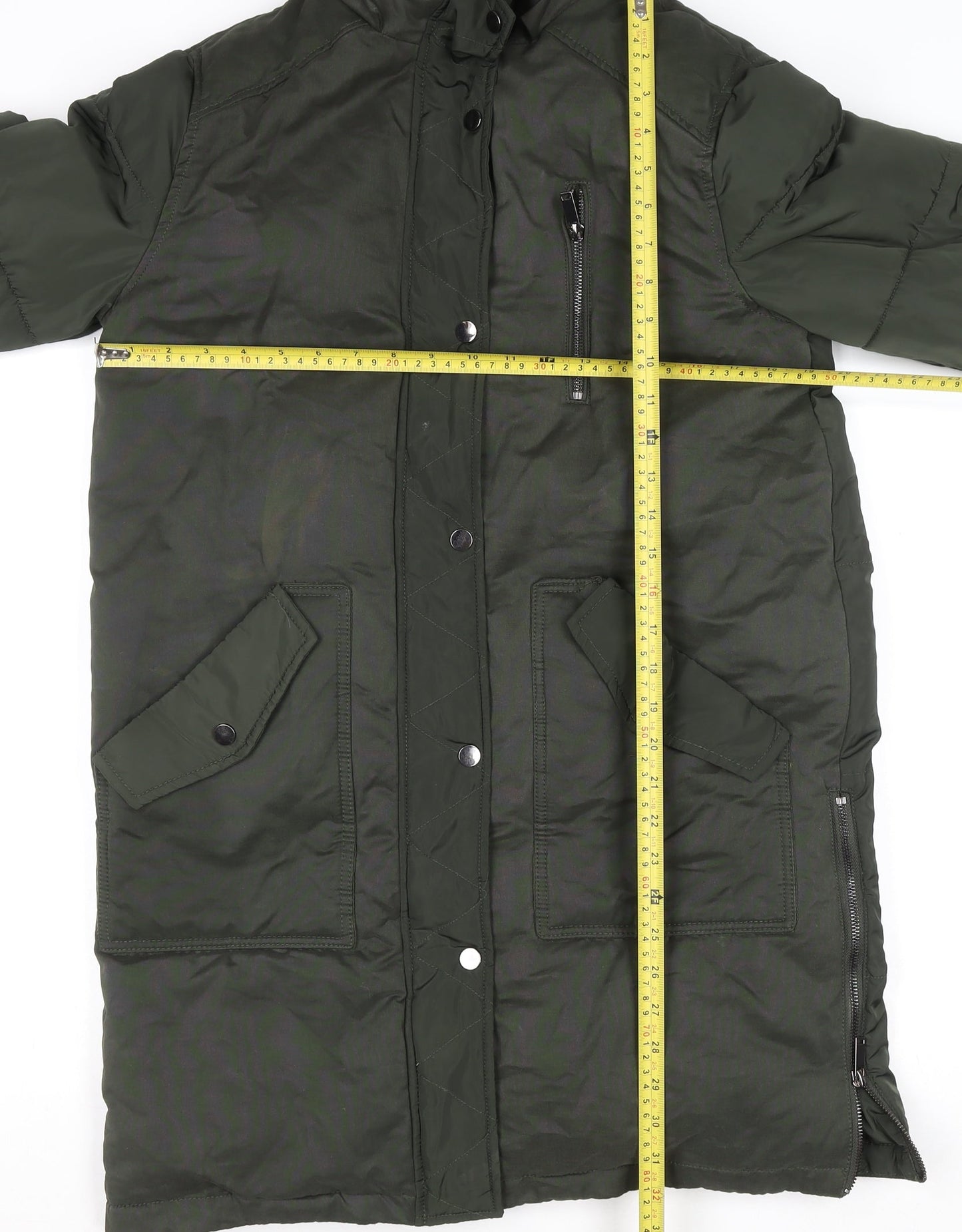 Mint Velvet Women's Green Size 8 Long Puffer Coat