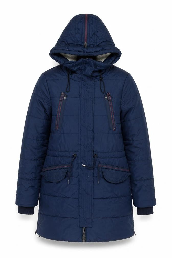 Vero Moda Womens Blue Hooded Long Parka Coat Size S
