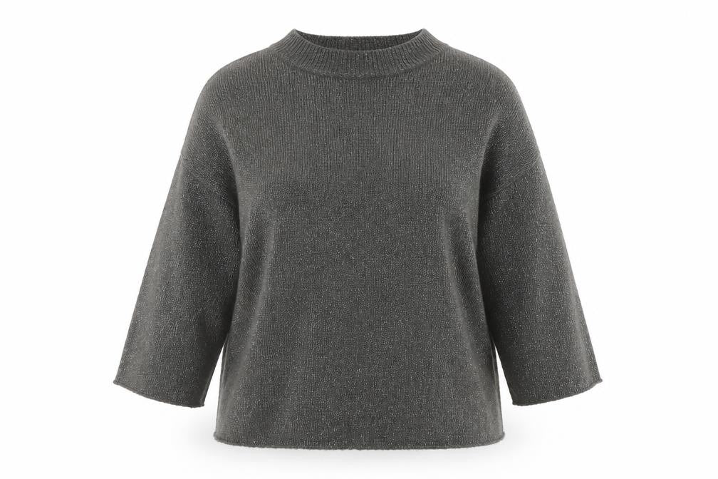 Warehouse Womens Grey Metallic Mock Neck Knit Pullover Jumper Size 16