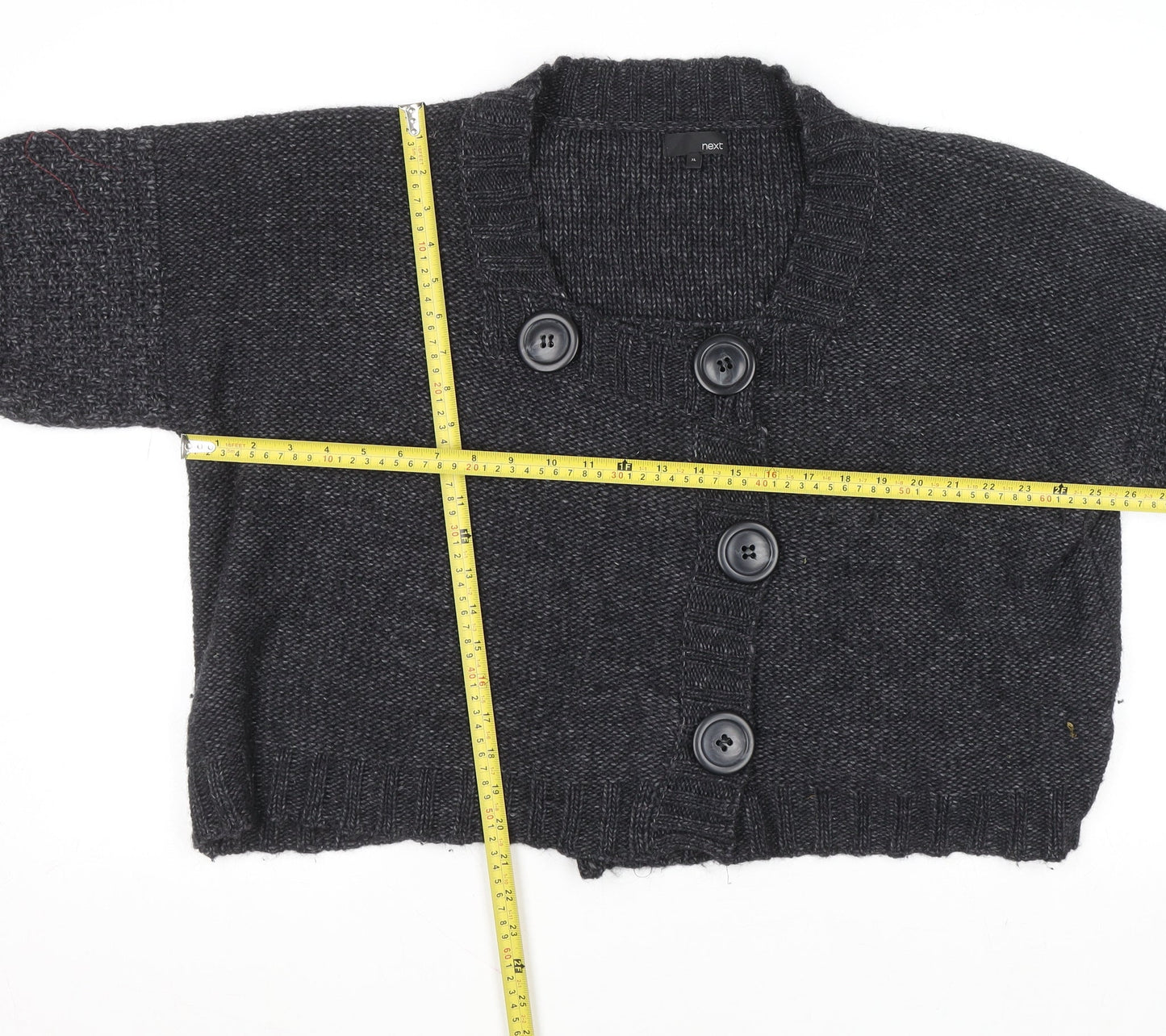 Next Women’s Grey Wool Blend Chunky Knit Short Sleeve Cardigan XL